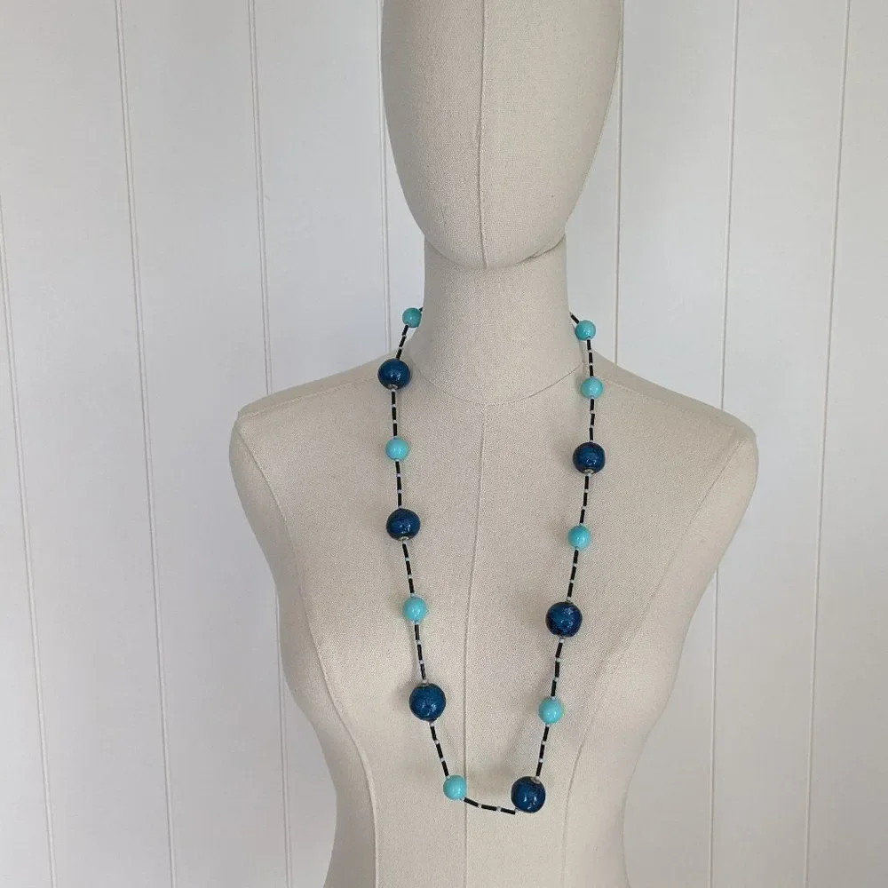Vintage Turquoise and Blue Beaded Necklace - Something Old and Something Blue!